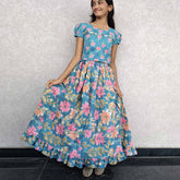 Pretty Blue Cotton Lehenga And Crop Top